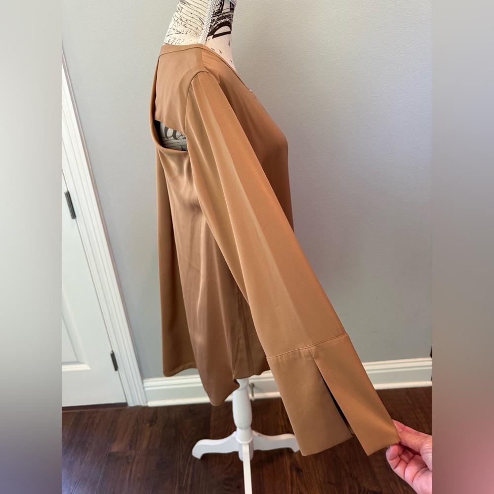 NWT Chico's Elegant Gold Blouse with Open back